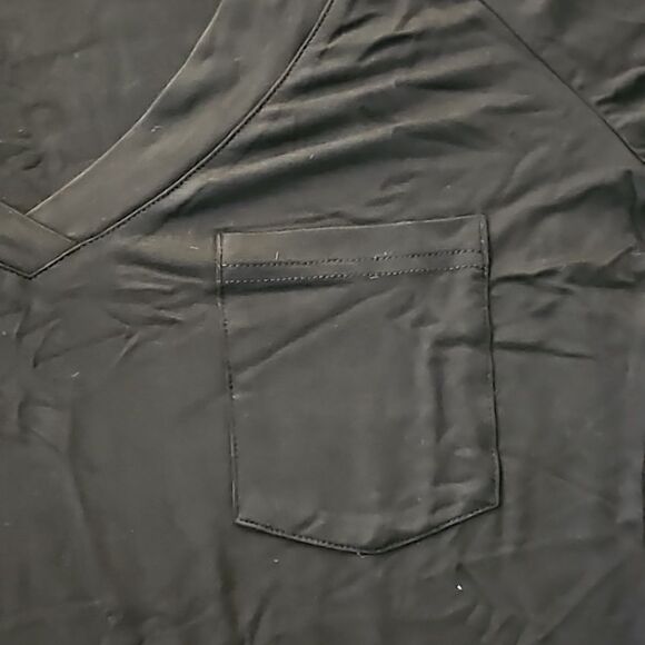 AmélieBoutik Women Slim Fit Chest Pocket Shirt V Neck Short Sleeve Basic Top L - Picture 8 of 10